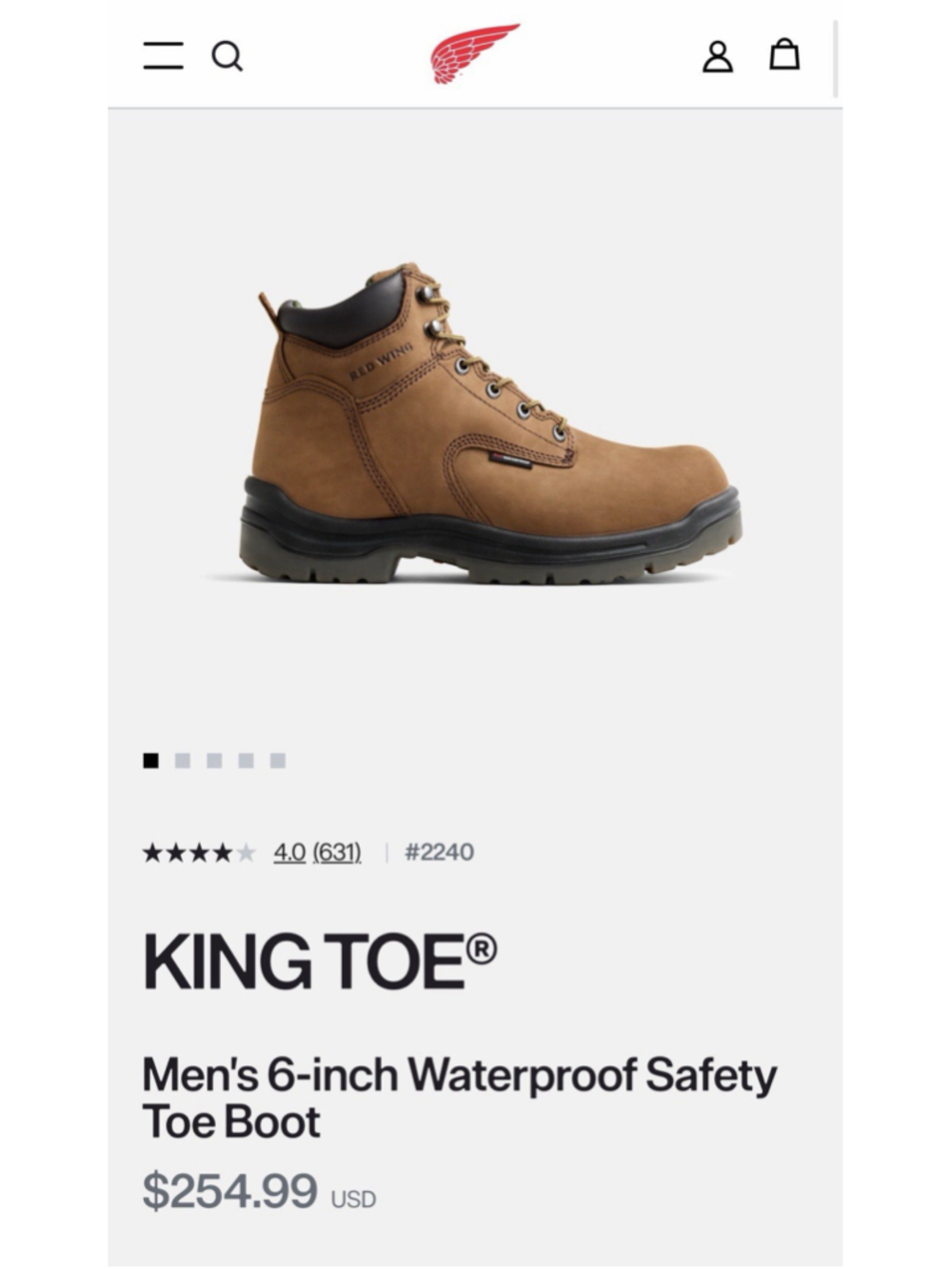 Red Wing King Toe 2240 Men’s 11 E2 Waterproof Safety Toe Work Boots